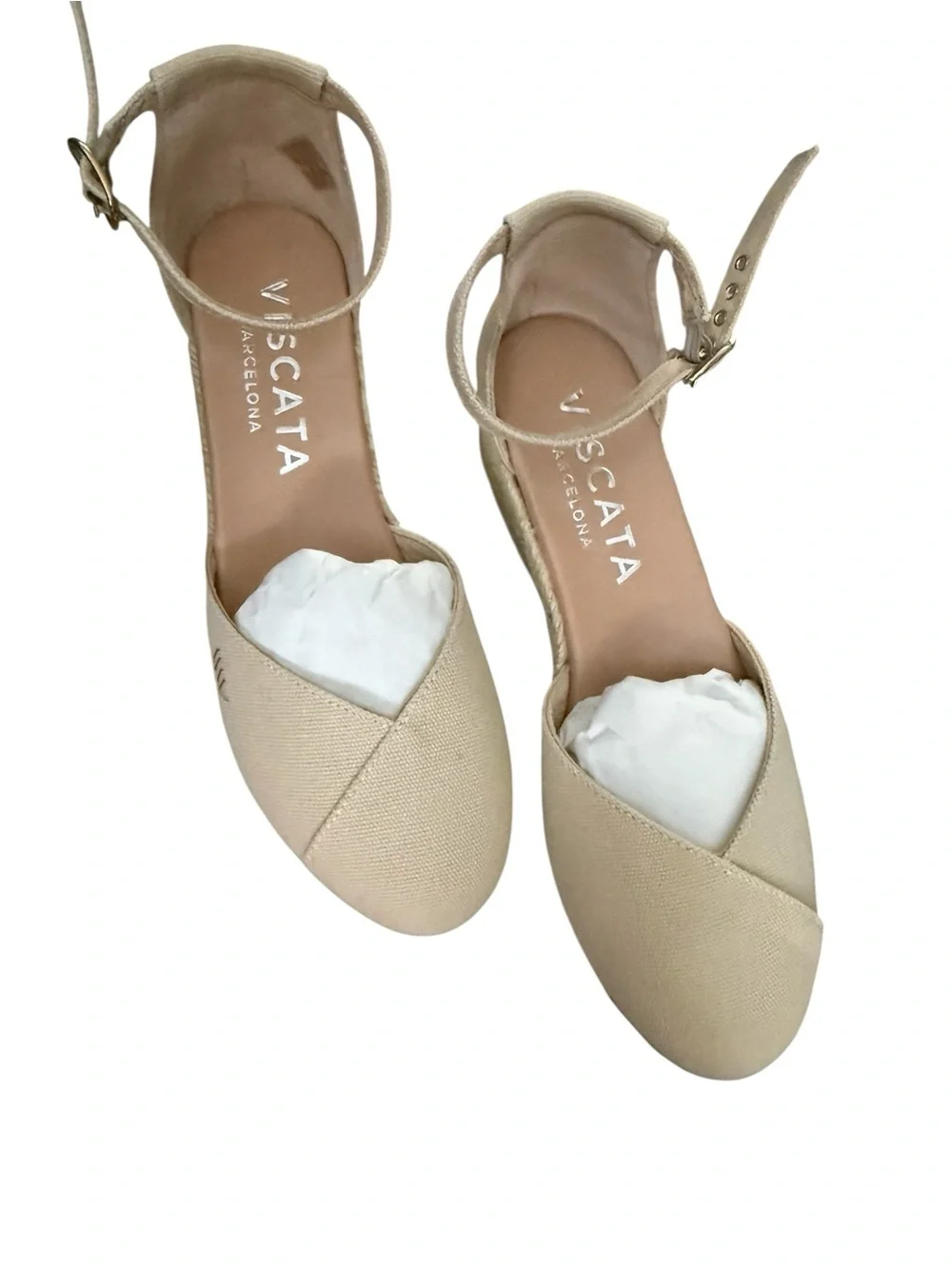 Viscata Formiga Organic Canvas Tan Espadrille Wedge Sandals 37 Made in Spain